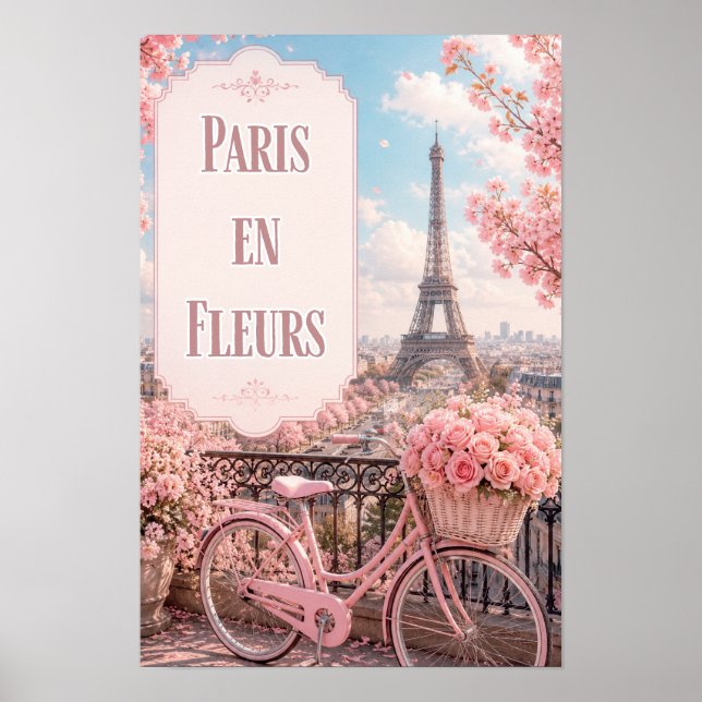 Affiche Scène de balcon printanier serein Paris en Fleurs (Devant)