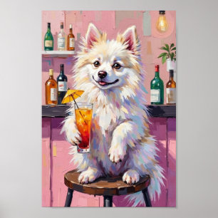 Affiche Scène de bar avec un chien Esquimau américain, Chi