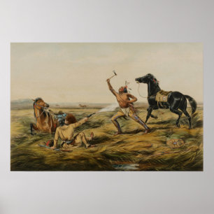 Affiche Scène de bataille de la frontière vintage du Far W