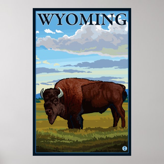 Affiche Scène de bison - Wyoming (Devant)