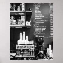 Scène de café avec machine à expresso