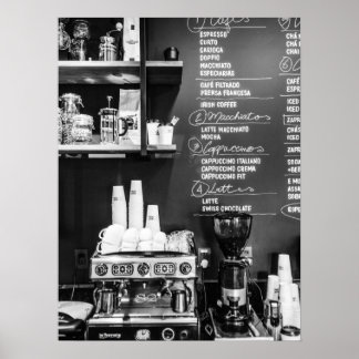Affiche Scène de café avec machine à expresso
