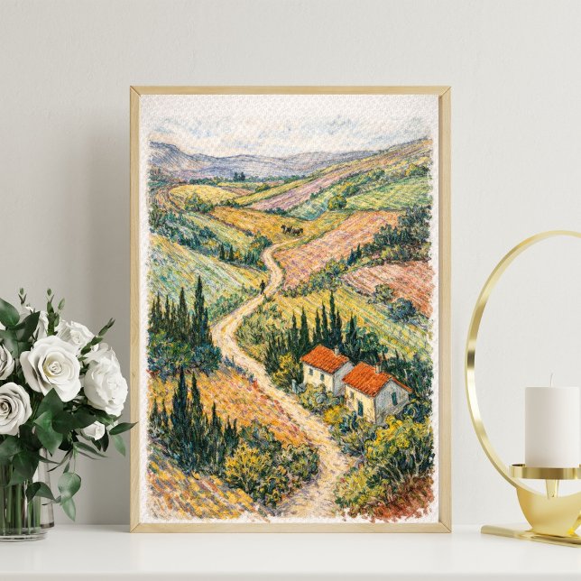 Affiche Scène de campagne artistique de vignoble toscan (Créateur téléchargé)