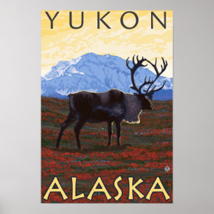 Affiche Scène de caribou - le Yukon, Alaska