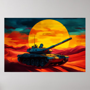 Affiche Scène de char Art Pop - Art aux vibrations militai