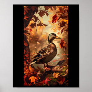 Affiche Scène de chasse Mallard Canard Canard Automne Faun