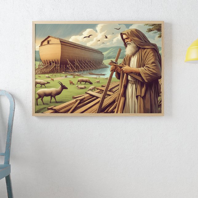 Affiche Scène de construction de l’arche de Noah (Créateur téléchargé)