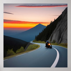 Affiche Scène de cycliste sur route de montagne pour amate