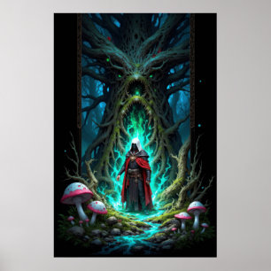 Affiche Scène de forêt enchanteresse avec une figure mysté