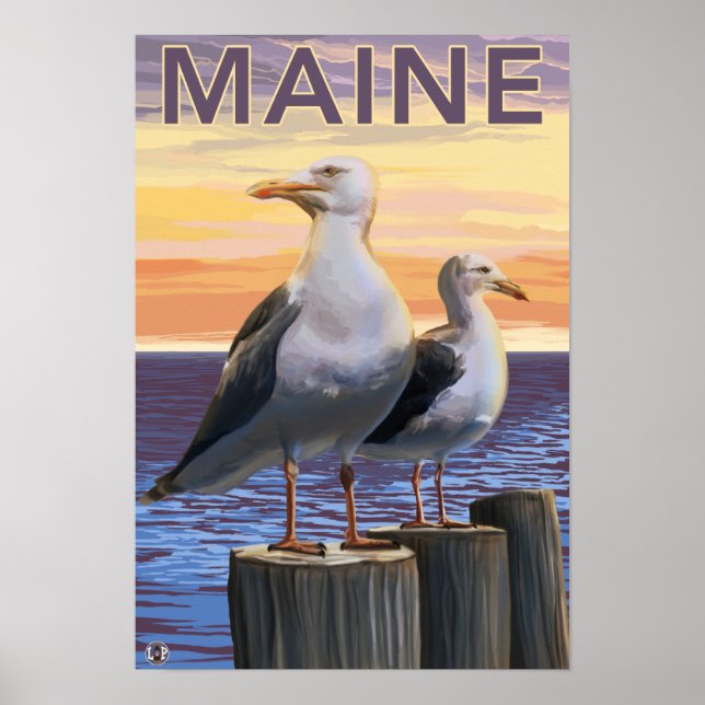 Affiche Scène de goélands du Maine (Devant)