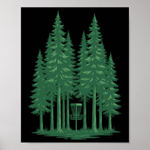 Affiche Scène de golf de disque de forêt pour disque