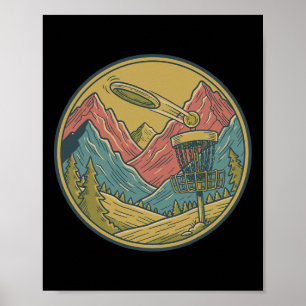 Affiche Scène de golf sur disque de montagne Panier de dis