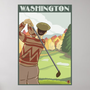 Affiche Scène de golfeur - Washington