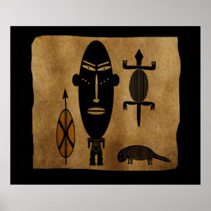 Affiche scène de guerrier de tribu africaine