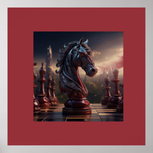 Affiche Scène de jeu d'échecs fantastique - Cavalier