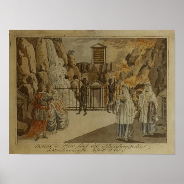 Affiche Scène de "La Flûte magique" par Mozart, 1795 (Devant)