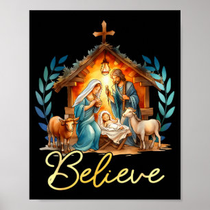 Affiche Scène de la Nativité Croire Noël Chrétien Famille