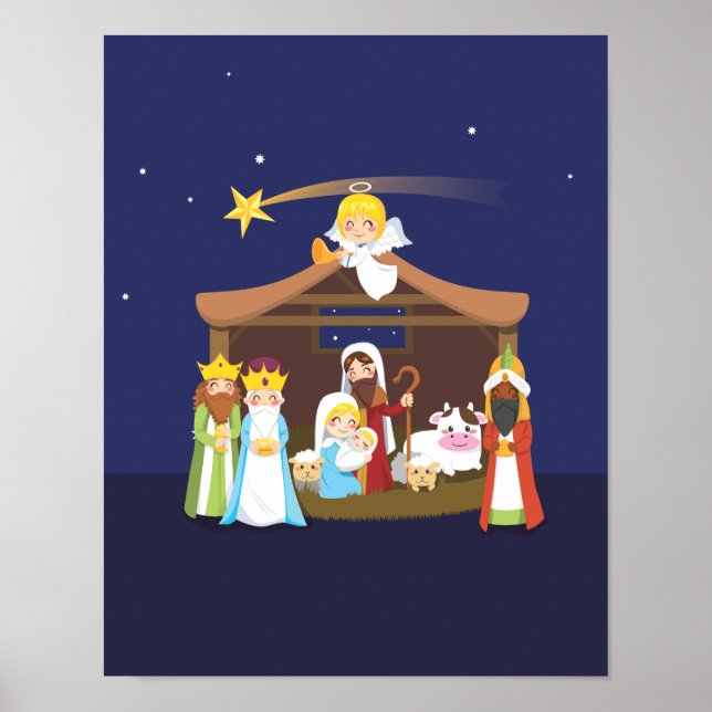 Affiche Scène de la Nativité de Noël (Devant)