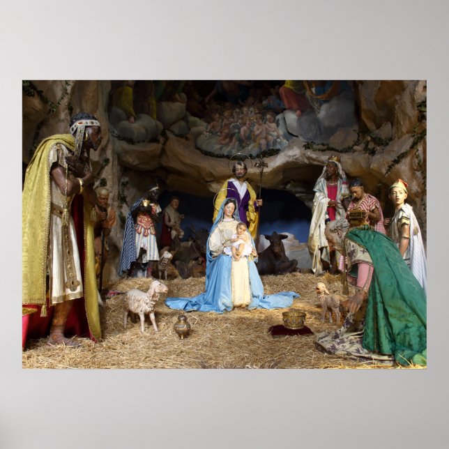 Affiche Scène de la Nativité de Noël antique (Devant)