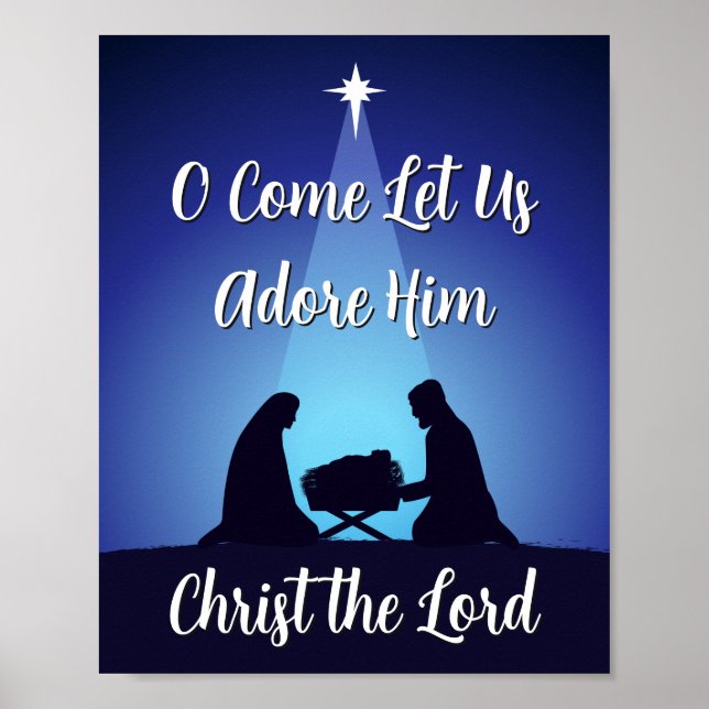 Affiche Scène de la Nativité de Noël Religieuse Christ le  (Devant)