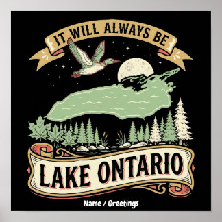 Affiche Scène de la nature rétro vintage du lac Ontario