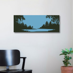 Affiche Scène de la nature rustique avec le corps de l'eau