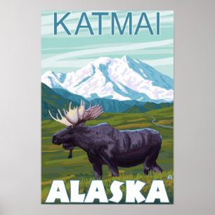 Affiche Scène de l'orignal - Katmai, Alaska