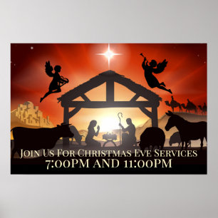 Affiche Scène de Nativité personnalisable Noël religieux