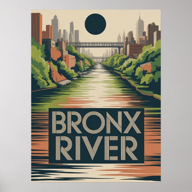 Affiche Scène de nature urbaine du parc en bordure de la r (Devant)
