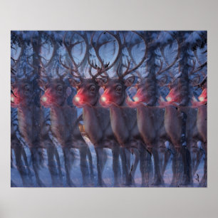 Affiche Scène de Noël en stéréogramme 3D de Rudolph Renne