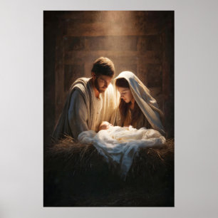 Affiche Scène de Noël sur mur Art de la Nativité Jésus
