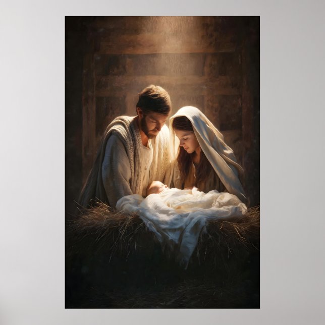 Affiche Scène de Noël sur mur Art de la Nativité Jésus (Devant)