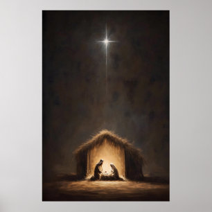 Affiche Scène de Noël sur toile Art de la Nativité Jésus