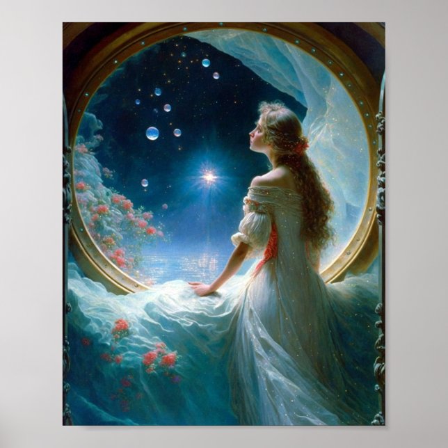 Affiche Scène de nuit magique Imaginaire Art (Devant)