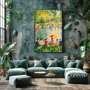 Affiche Scène de parc en pointillisme avec des couleurs d'