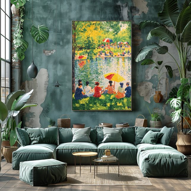 Affiche Scène de parc en pointillisme avec des couleurs d' (Créateur téléchargé)