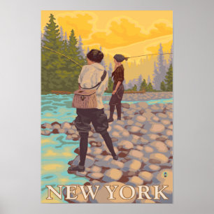 Affiche Scène de pêche en vol pour les femmes de New York