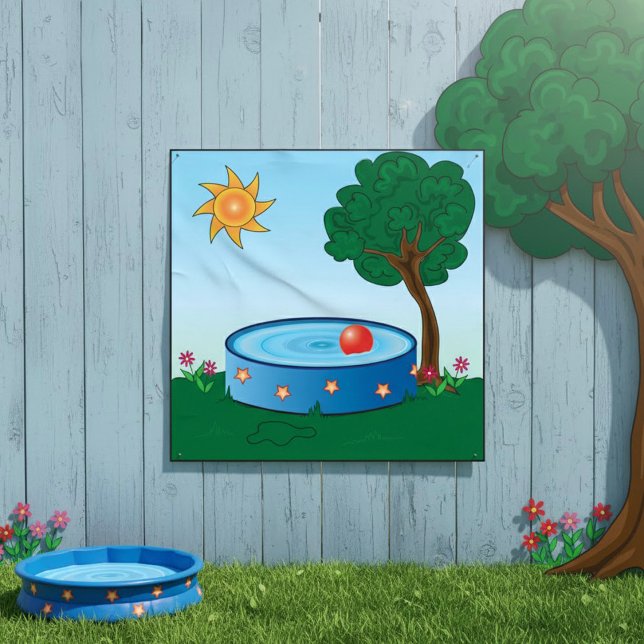 Affiche Scène de piscine dans la cour des enfants avec un  (Créateur téléchargé)