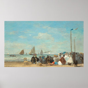 Affiche Scène de plage à Trouville - Eugène Boudin Art