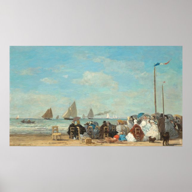 Affiche Scène de plage à Trouville - Eugène Boudin Art (Devant)