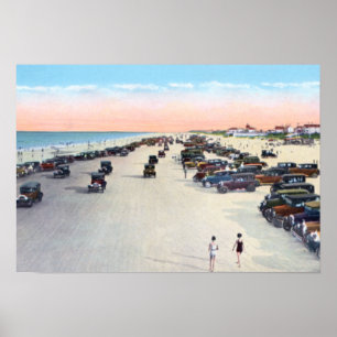 Affiche Scène de plage de Daytona Beach la Floride avec la