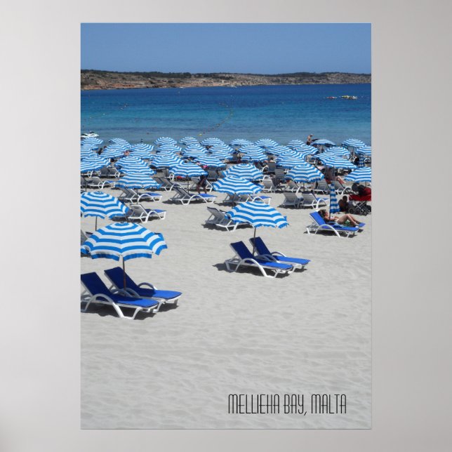 Affiche Scène de plage de la baie de Mellieha à Malte (Devant)