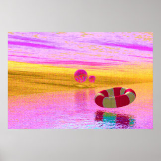 Affiche Scène de plage de style CGI années 90