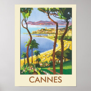Affiche Scène de plage vintage à Cannes
