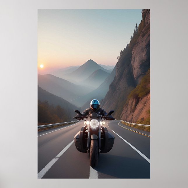 Affiche Scène de road trip à moto pour motards et cavalier (Devant)
