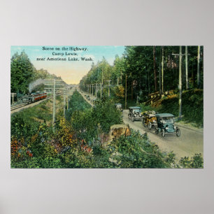 Affiche Scène de route près de lac américain