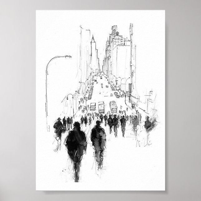 Affiche Scène de rue Abstraite (Devant)