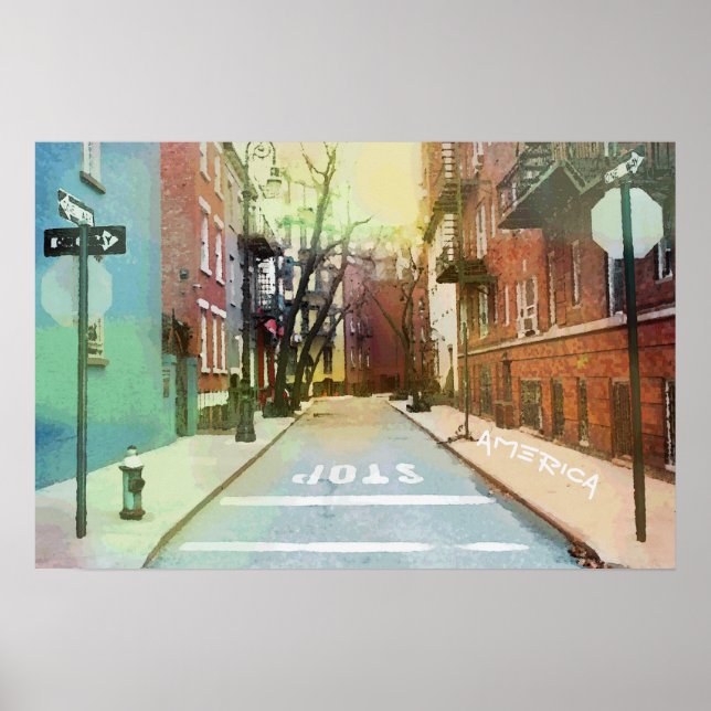 Affiche Scène de rue arrière américaine Urban Pop Art (Devant)