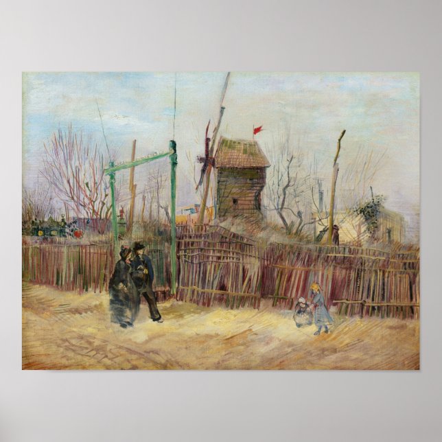 Affiche Scène de rue de Montmartre par Van Gogh  (Devant)