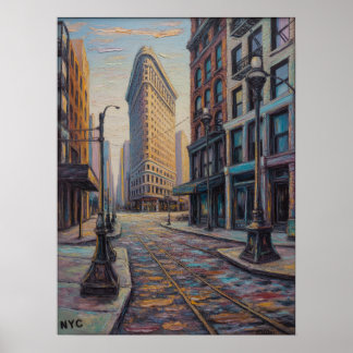 Affiche Scène de rue du Flatiron Building à New York avec